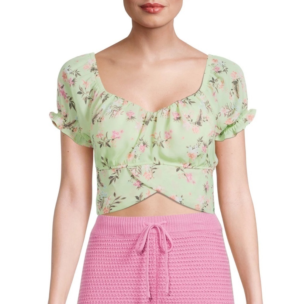 MADDEN NYC Women's Peasant Tie Top